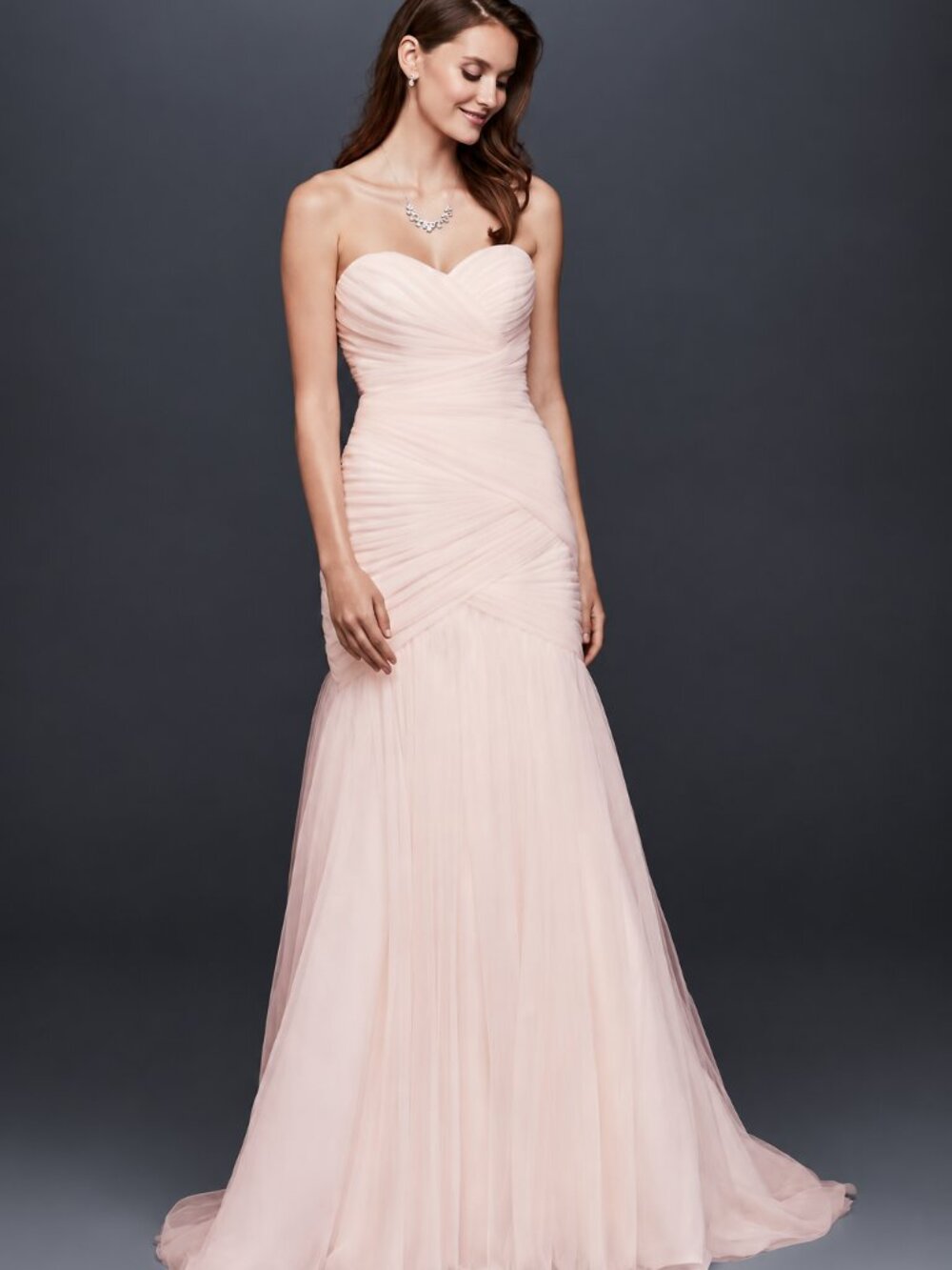 Davidโs Bridal WG379 Strapless Ruched Mermaid Wedding Dress Size 10 NWT